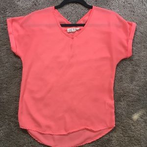 Coral polyester top- Pink Rose